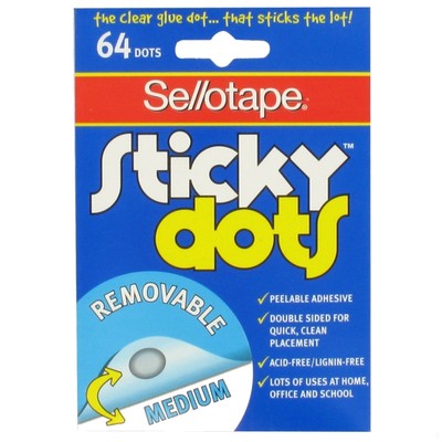 Sticky Dots Removable 1 Pack of 64 dots