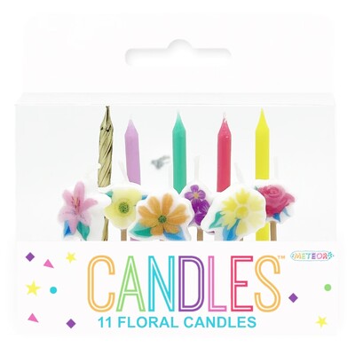Pastel Floral Flower Candle Set Pk 11