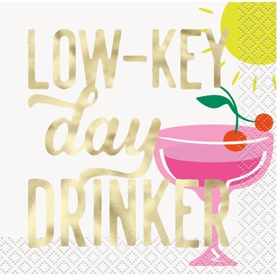 Low Key Day Drinker Beverage Cocktail Napkins 2 Ply Pk 16