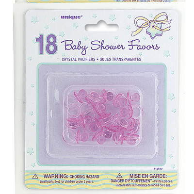 Crystal Pink Baby Shower Pacifiers (Dummies) Pk 18