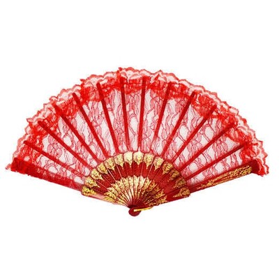 Red Lace Costume Party Hand Fan