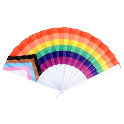 Progress Trans Pride Flag Collapsible Hand Fan