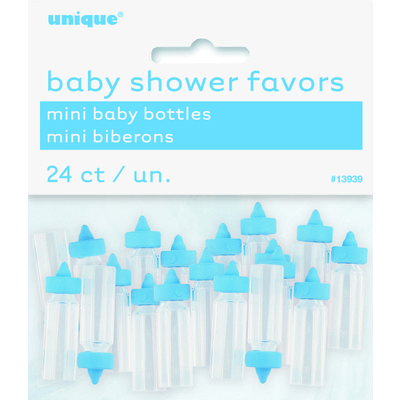 Mini Blue Baby Bottle Baby Shower Favours Pk 24