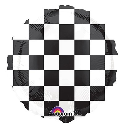 Black & White Check Racing 17in. Foil Balloon Pk 1