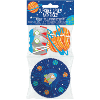 Blast Off Space Cupcake Kit - Cases & Picks (Pk 24)