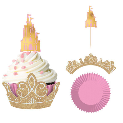 Disney Princess Cupcake Kit Cases, Picks & Wraps Glitter Pk 24
