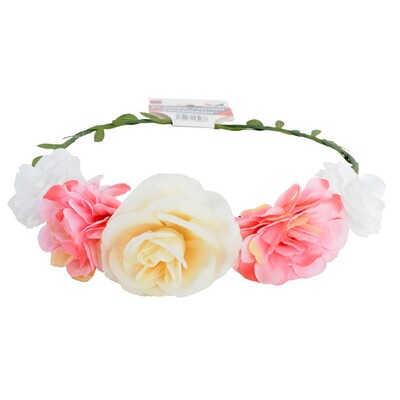 Pink & Cream Flower Crown Wreath Headband