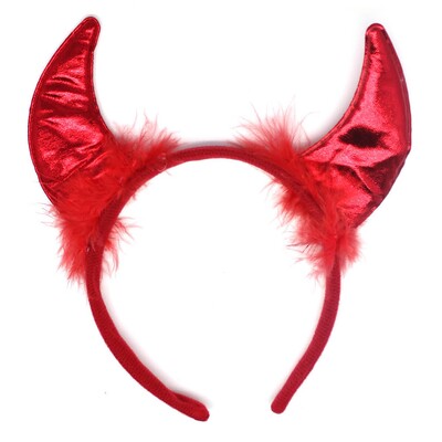 Devil Horn Headband Red Metallic Horns Adult Costume Accessory