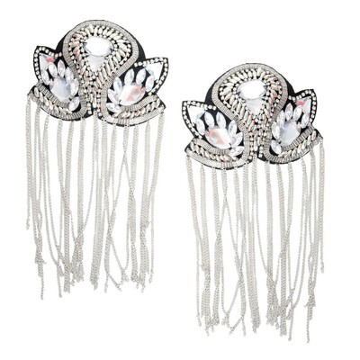 Silver Shoulder Tassels Epaulettes Costume Accessory 1 Pair