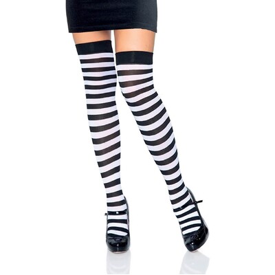 Black & White Stripe Over The Knee Stockings 1 Pr