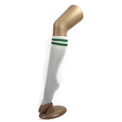 Adult White Green Stripe Costume Sport Socks 1 Pair