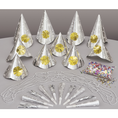 New Year Party Kit for 10 (Silver) Pk 1