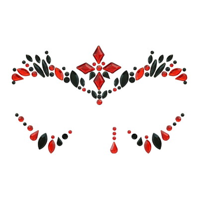 Black & Red Vampiress Face Gems Jewels 1 Set - Self Adhesive Halloween