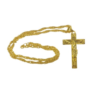 Crucifix Cross Gold Metal Necklace