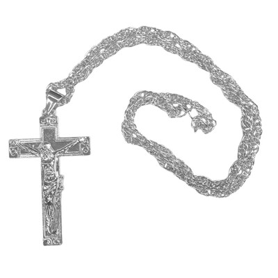 Crucifix Cross Silver Metal Necklace