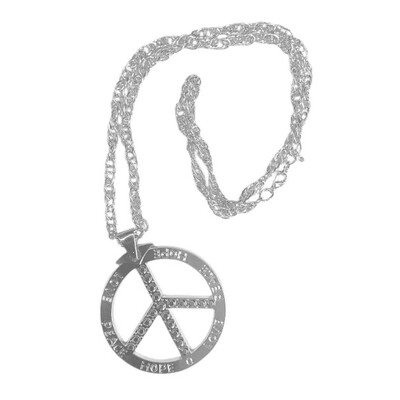 Peace Sign 1960s Silver Metal Necklace 