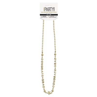 Gold Congrats Grad Bead Necklace 81cm | Metallic Graduation Party Necklace