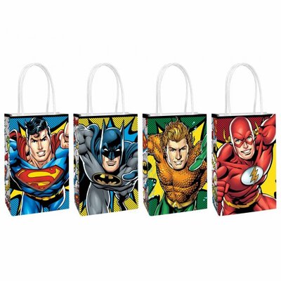 Justice League Create Your Own Paper Loot Bags w- Handles Pk 8