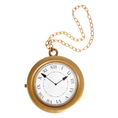 Oversized Gold Pocket Watch Necklace 20cm | Steampunk Costume Clock Pendant