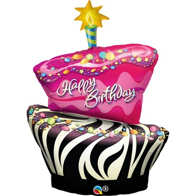 Supershape Foil Balloon Funky Zebra Striped Cake 41in Pk1