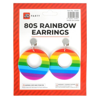 80's Rainbow Clip On Earrings 1 Pair