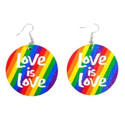 Rainbow Round Love Is Love Earrings 1 Pair
