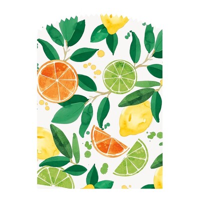 Citrus Fruit Paper Treat Bags with Seals Pk 6