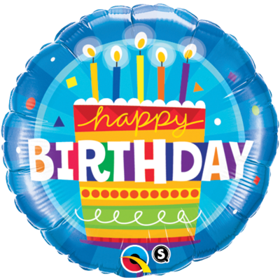Happy Birthday Cake Print 18in. Foil Balloon Pk 1