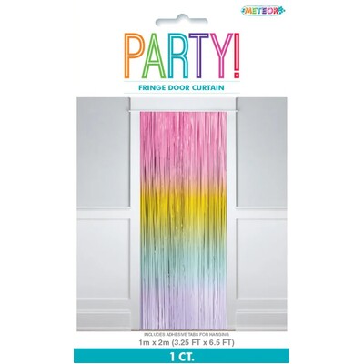 Pastel Rainbow Foil Tinsel Fringe Door Curtain