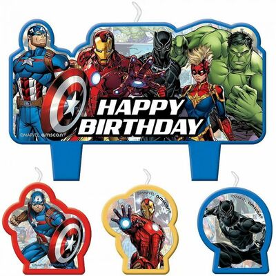 Avengers Powers Unite Happy Birthday Candle Set Pk 4