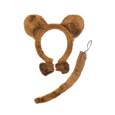 Brown Bear Ears on Headband Costume Set 3 Pieces
