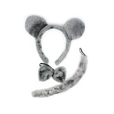 Grey Mouse Ears Costume Set 3 Pieces
