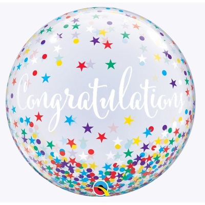 Congratulations Confetti Stars Bubble Balloon (22in, 55cm)