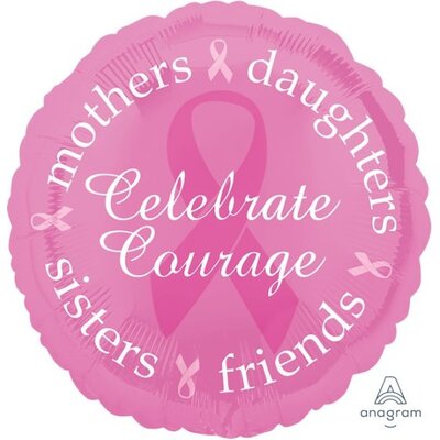 Pink Ribbon Breast Cancer Courage Foil Balloon (17in, 43cm)