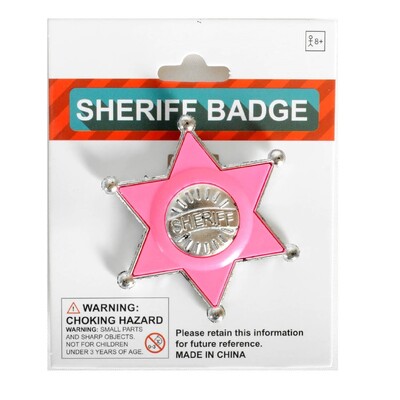 Pink Sheriff Badge Country & Western Costume Accessory
