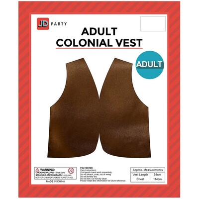 Adult Dark Brown Colonial Costume Vest One Size