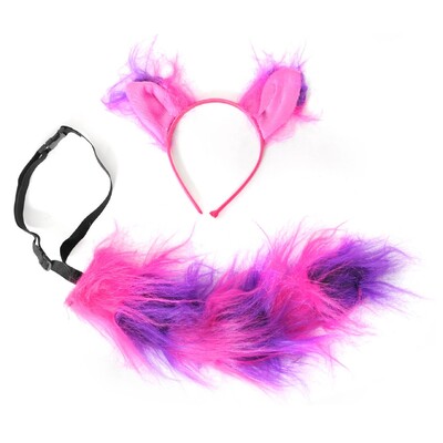Grinning Cat Headband & Tail Costume Set 2 Pieces