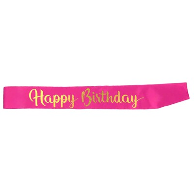 Pink & Gold Happy Birthday Fabric Party Sash