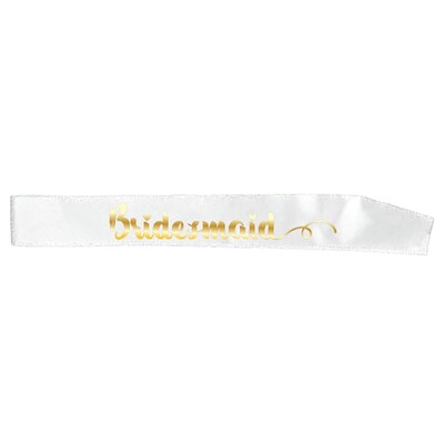 White & Gold Bridesmaid Hens Night Sash