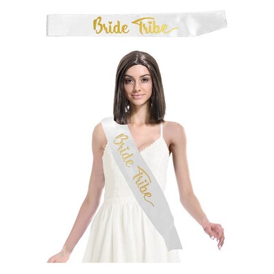 White & Gold Bride Tribe Hens Night Sash