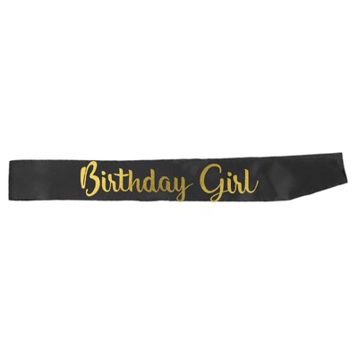 Black & Gold Birthday Girl Party Sash