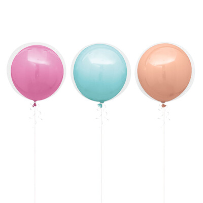 Pastel & Clear 40cm Layered Latex Balloons (Pk 3)