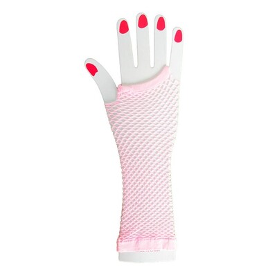 Neon Pink Long Fishnet Gloves 1 Pair