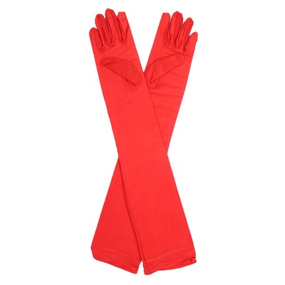 Extra Long Red Opera Gloves 55cm | 1920s Flapper Glamour Costume Gloves