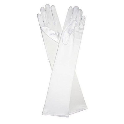 White Long Party Gloves – 1920s Flapper & Glamour Elbow Length Costume Gloves (42cm Stretch)