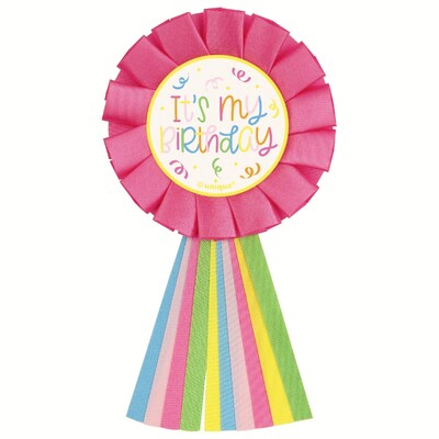Its My Birthday Multi Colour Ribbon Rosette Badge