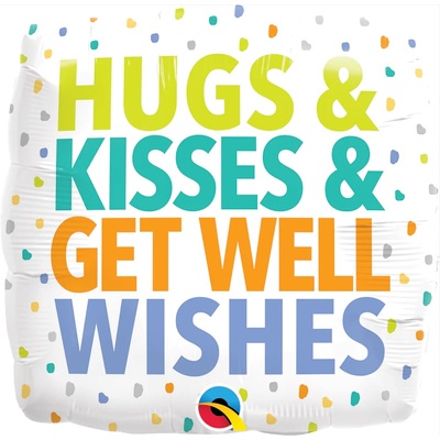 Get Well Wishes Square Foil Balloon 18in-46cm