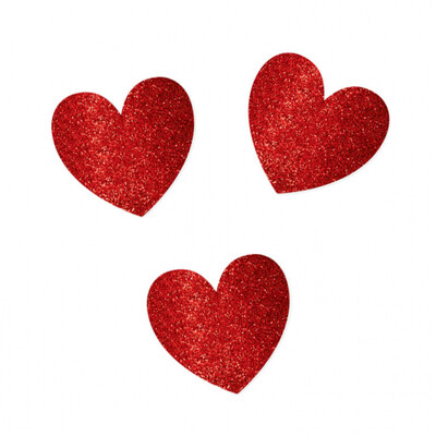 Assorted Size Red Glitter Heart Cutouts Pk 20