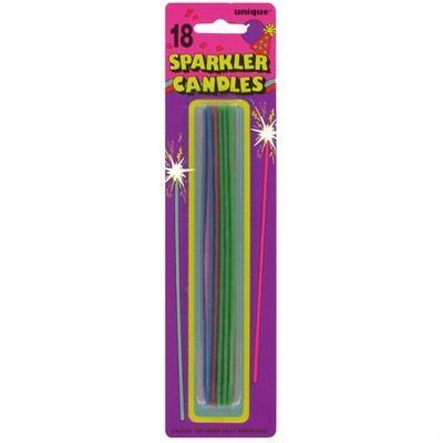 Slim Sparkler Candles Pk 18 (Assorted Colours)