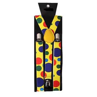 Yellow Polka Dot Suspenders | Clown Costume Adjustable Elastic Braces One Size